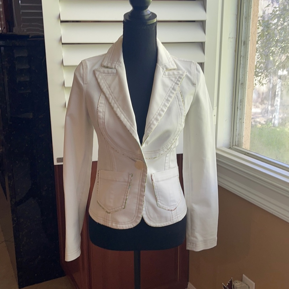 Bebe white jacket.